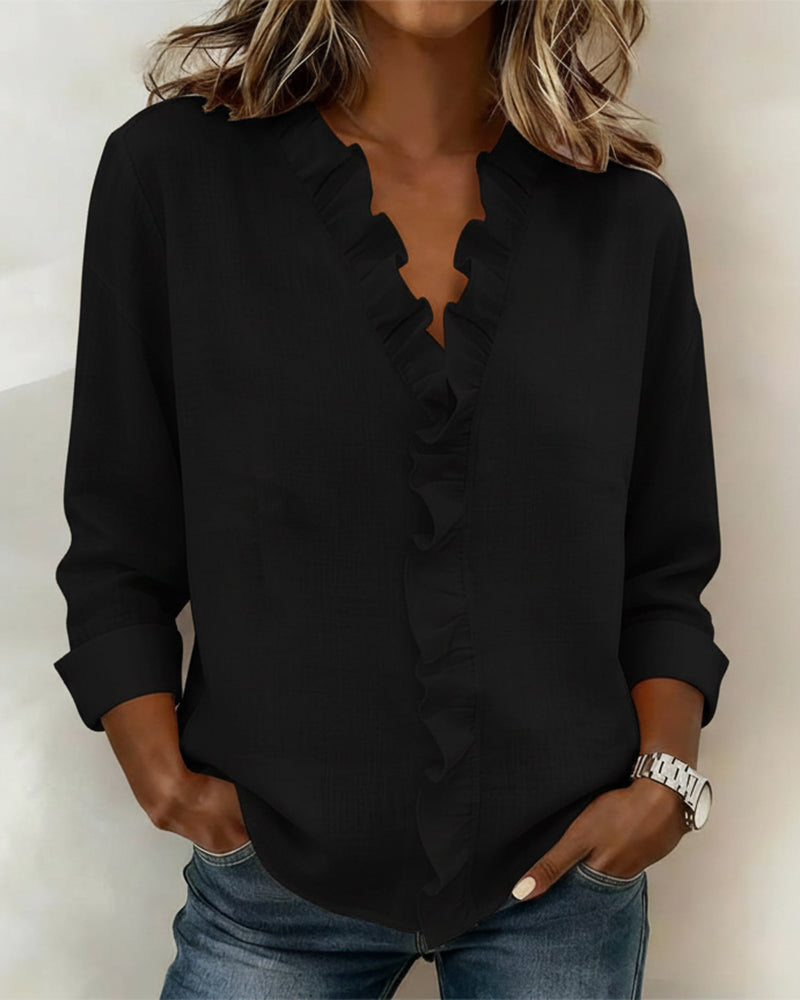 Blusa Casual con fruncidos y cuello en V - Sofia Bellemont