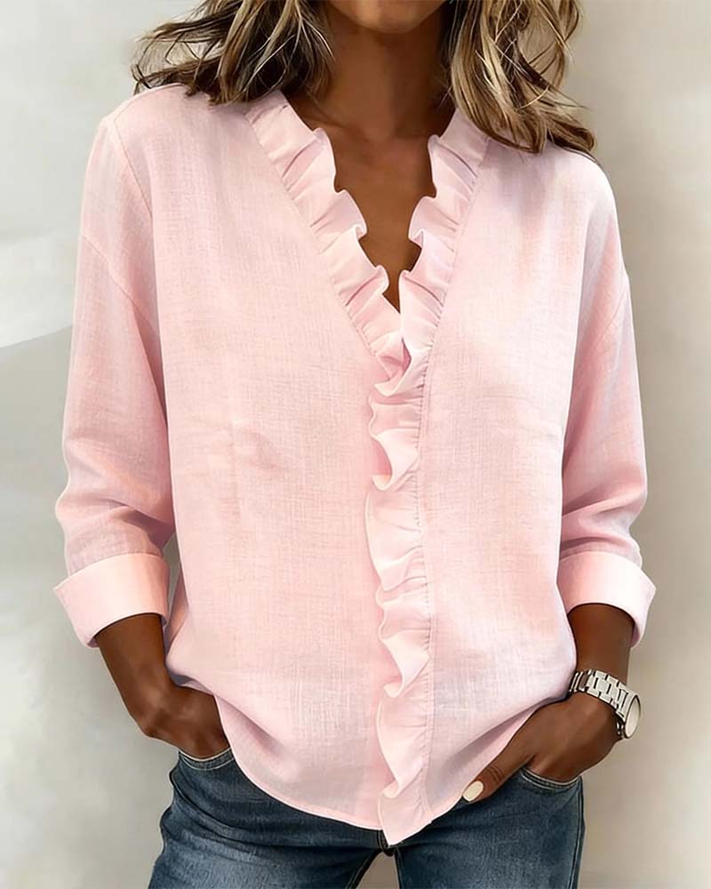 Blusa Casual con fruncidos y cuello en V - Sofia Bellemont