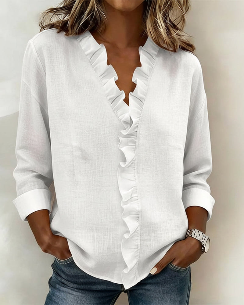Blusa Casual con fruncidos y cuello en V - Sofia Bellemont