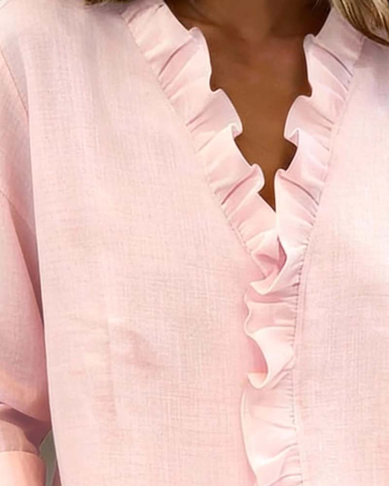 Blusa Casual con fruncidos y cuello en V - Sofia Bellemont