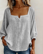Blusa de Lino con Escote Cuadrado - Sofia Bellemont