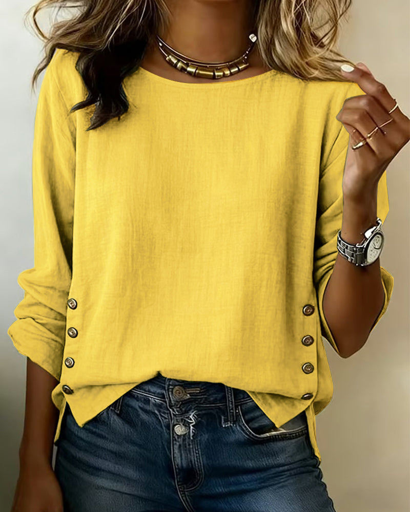 Blusa de Lino cuello Redondo - Sofia Bellemont