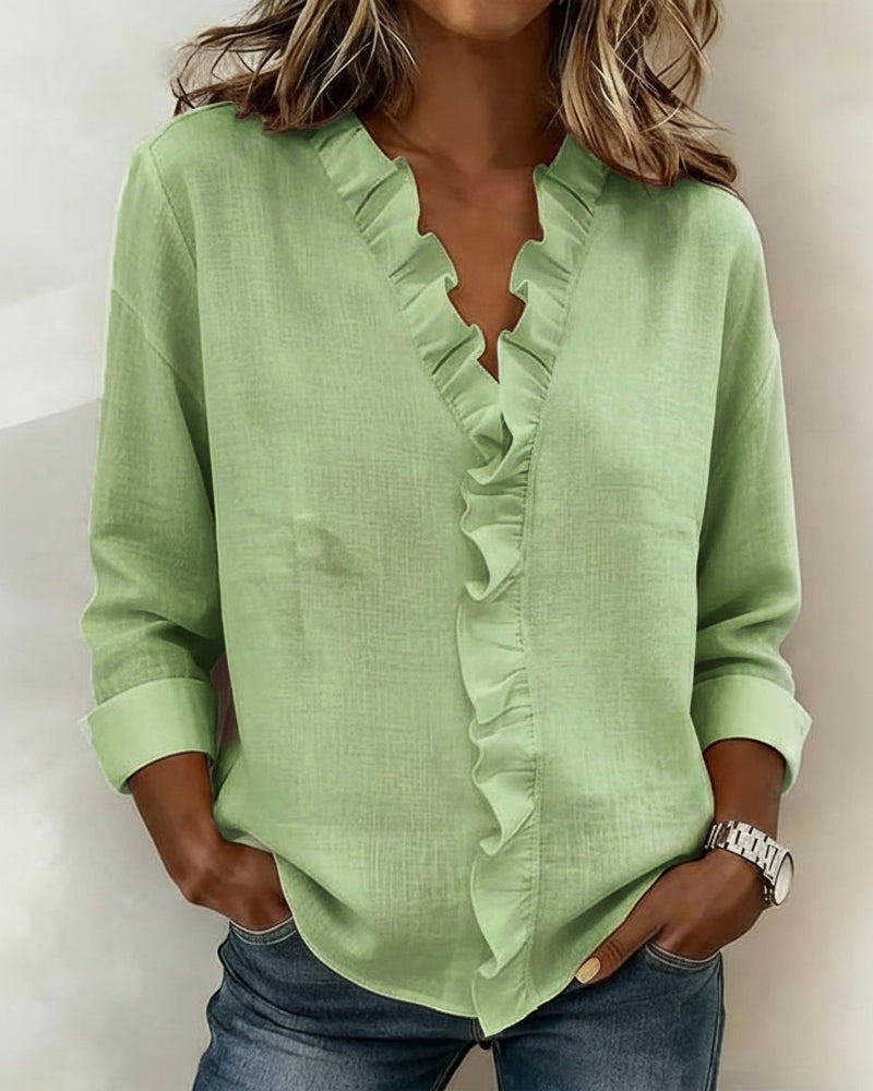 Blusa Casual con fruncidos y cuello en V - Sofia Bellemont