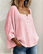 Blusa de Lino con Escote Cuadrado - Sofia Bellemont