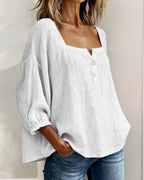 Blusa de Lino con Escote Cuadrado - Sofia Bellemont