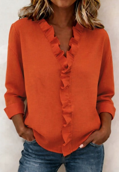 Blusa Casual con fruncidos y cuello en V - Sofia Bellemont
