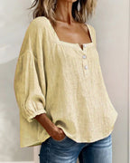 Blusa de Lino con Escote Cuadrado - Sofia Bellemont