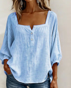 Blusa de Lino con Escote Cuadrado - Sofia Bellemont