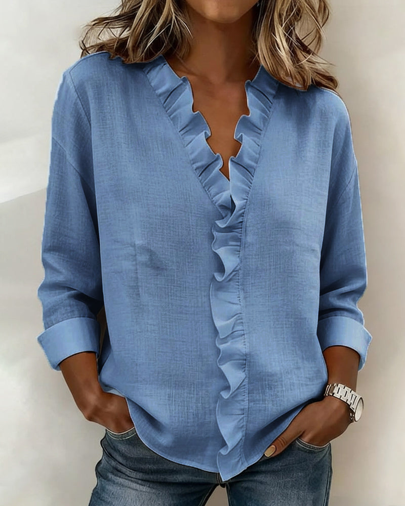 Blusa Casual con fruncidos y cuello en V - Sofia Bellemont