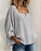 Blusa de Lino con Escote Cuadrado - Sofia Bellemont