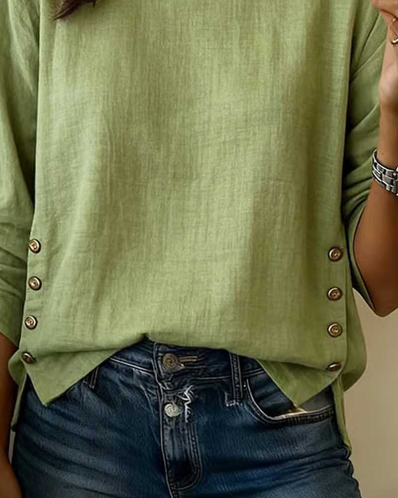 Blusa de Lino cuello Redondo - Sofia Bellemont