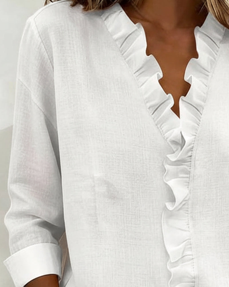 Blusa Casual con fruncidos y cuello en V - Sofia Bellemont